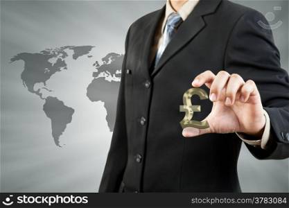 Pound symbol in businessman hand
