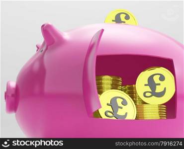 Pounds In Piggy Showing Currency And Investment In The UK