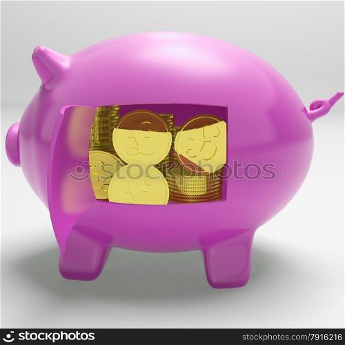 Pounds In Piggy Showing UK Profit Investment And Prosperity