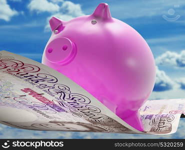 Pounds Note Pig Showing Prosperity And Investment