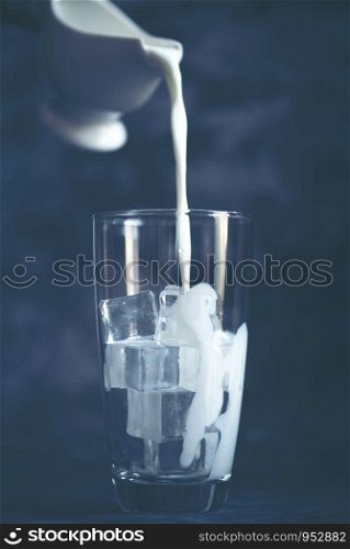 Pour the milk into the glass.