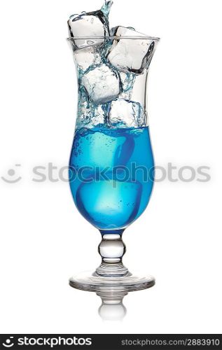 Pouring Blue Curacao cocktail in glass