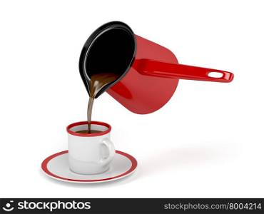 Pouring fresh prepared coffee from coffee pot