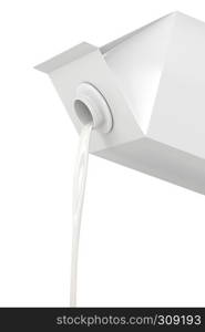 Pouring milk from the carton on white background