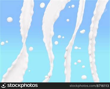 Pouring milk or yogurt, splash or wave, abstract flowing liquid swirl background, isolated, 3d rendering