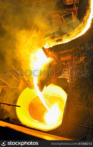 pouring molten steel