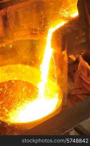 Pouring of hot liquid metal