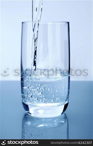 Pouring pure water in a glass