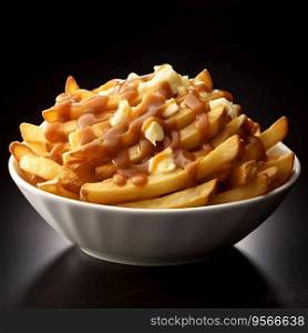 Poutine Canadian dish of French fries cheese curds delicious food