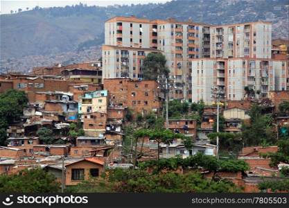 Poverty and houses in the suburb of Medelyn, Colombia