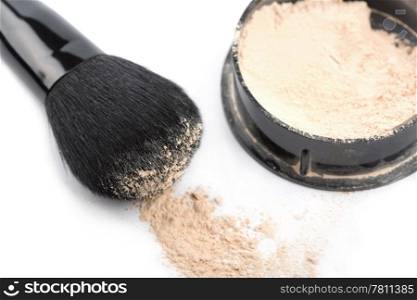 powder and black brush isolated