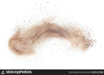 powder foundation explosion isolated on white background