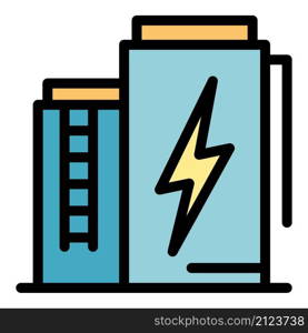 Power battery energy icon. Outline power battery energy vector icon color flat isolated. Power battery energy icon color outline vector