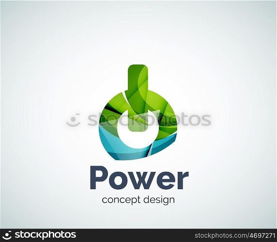 Power button logo template, abstract geometric glossy business icon