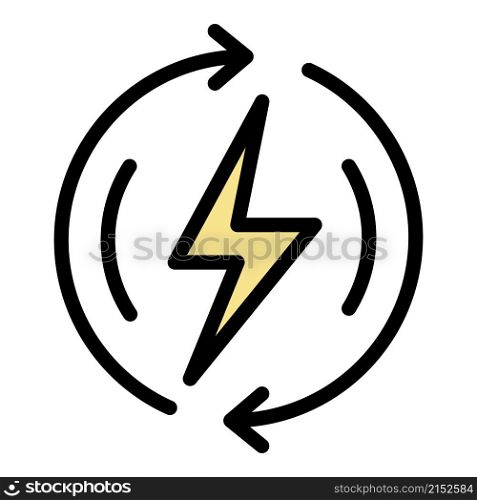 Power energy icon. Outline power energy vector icon color flat isolated. Power energy icon color outline vector
