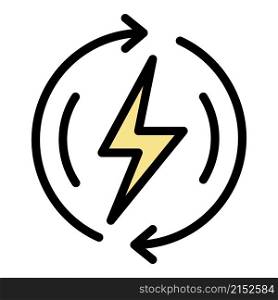 Power energy icon. Outline power energy vector icon color flat isolated. Power energy icon color outline vector