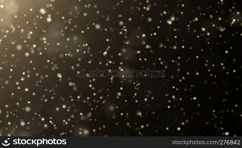 Power energy sparkle particle effect. Digital computer data and network connection dots in futuristic technology concept on black background with bokeh. Abstract graphic design illustration
