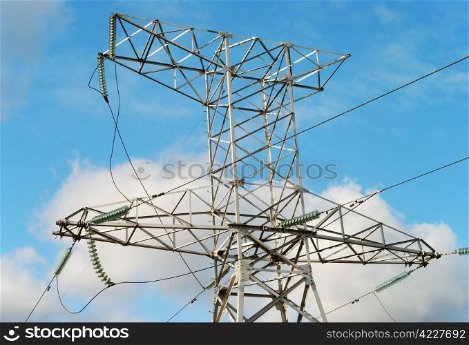 Power lines on the sky background. Power lines