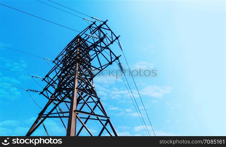 Power lines, transmission line tower. Concept idea