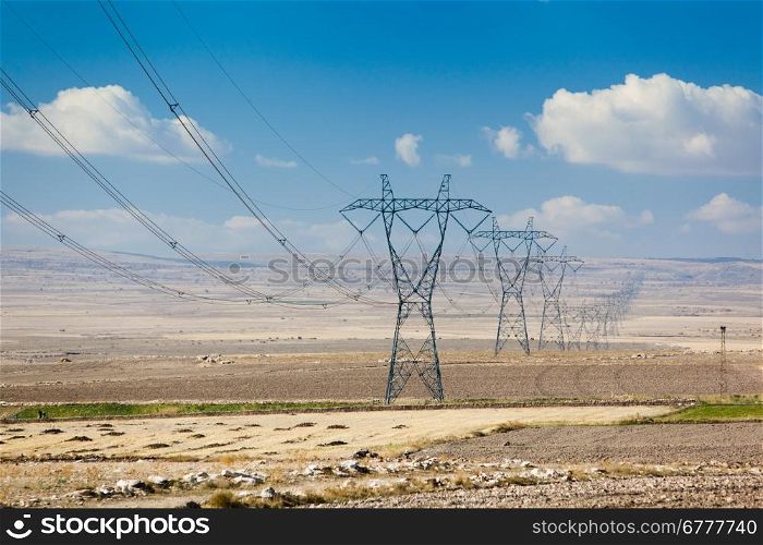 Power Lines under the blue sky