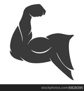Power muscle arm icon. Power muscle arm icon. Strong male hand flexing sign vector illustration