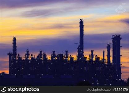 Power oil plant at twilight time