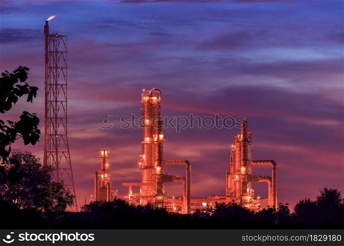 power oil plant at twilight time