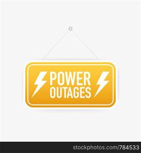Power outages. Badge, icon, stamp, logo. Vector stock illustration.