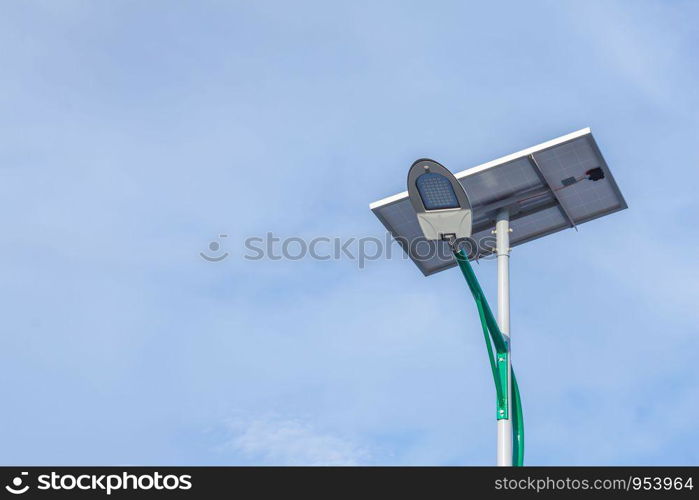 Power poles that run on solar energy. Solar energy and sky.