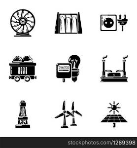 Power state icons set. Simple set of 9 power state vector icons for web isolated on white background. Power state icons set, simple style
