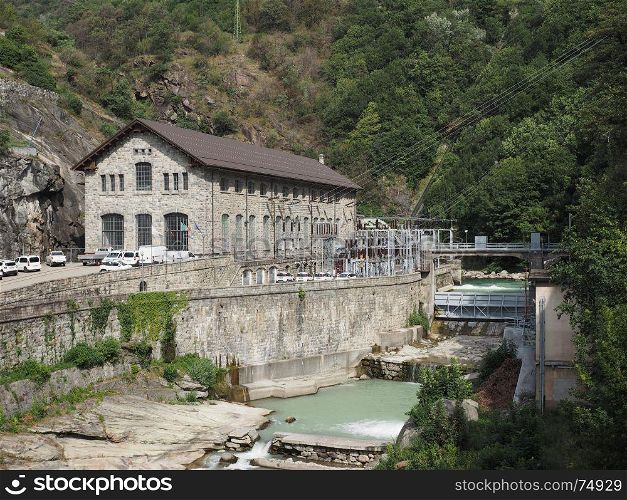 Power station in Pont Saint Martin. Hydroelectrical power station on torrent Lys in Pont Saint Martin, Italy