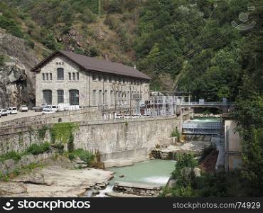 Power station in Pont Saint Martin. Hydroelectrical power station on torrent Lys in Pont Saint Martin, Italy