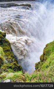 Powerful Gullfoss Waterfalls in Iceland.