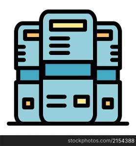 Powerful server icon. Outline powerful server vector icon color flat isolated. Powerful server icon color outline vector