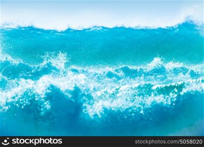 Powerful waves background, beautiful strong waves, perfect for surfing sport, clean blue water, summer vacation on the beach concept