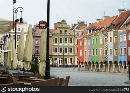 POZNAN, POLAND - JULY 20, 2017: view of empty main square Stary Rynek at POZNAN POLAND - JULY 20 2019
