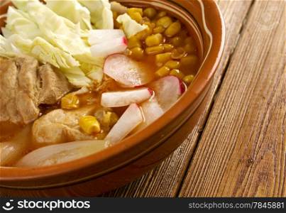 pozole - traditional pre-Columbian soup or stew from Mexico