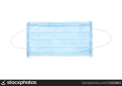 PP non-woven disposable medical face mask isolated on white background. Air pollution and health protection concept. PP non-woven disposable medical face mask isolated on white background