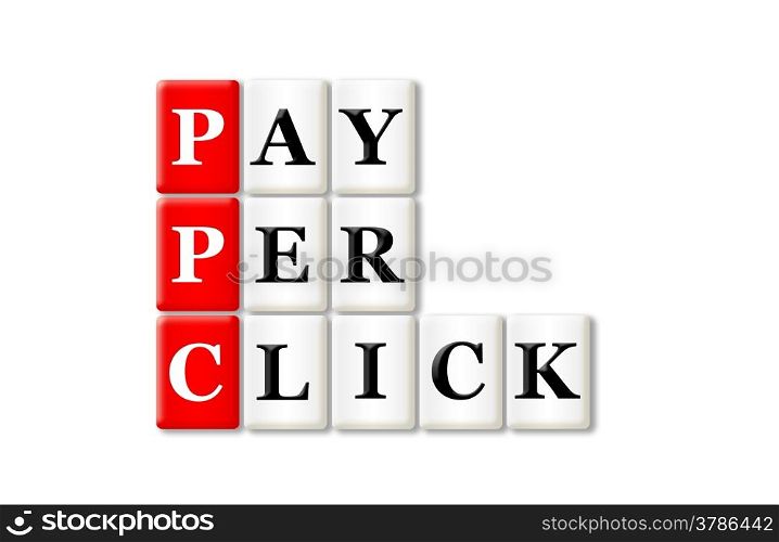 PPC - Pay Per Click acronym on white background