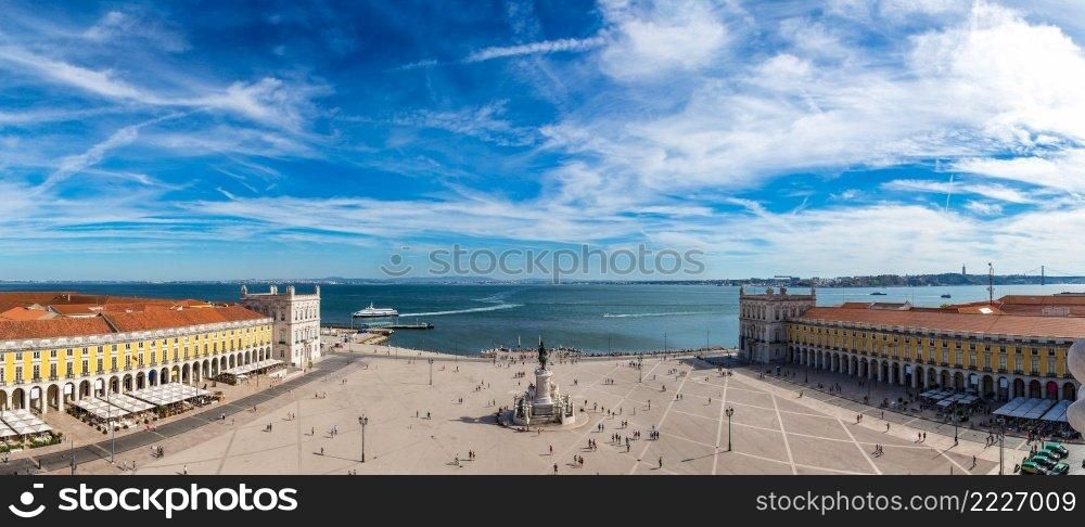 Praca do Comercio  Commerce square  and statue of King Jose I in Lisbon, Portugal in a summer day