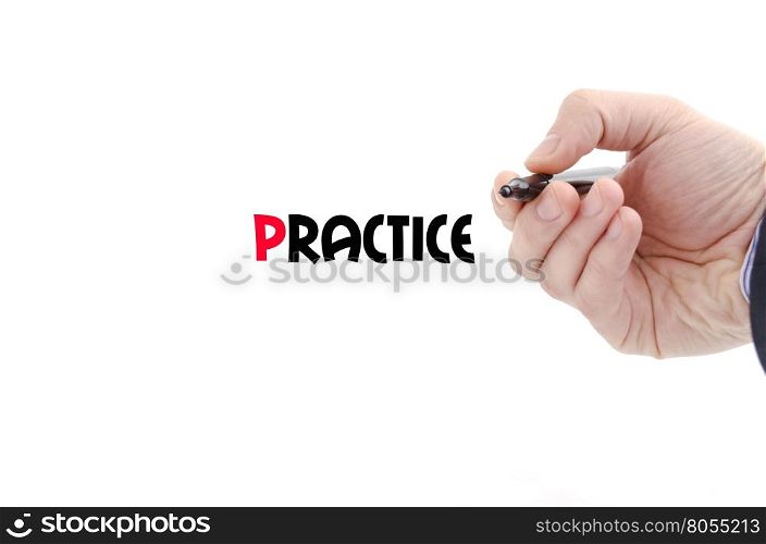 Practice text concept isolated over white background