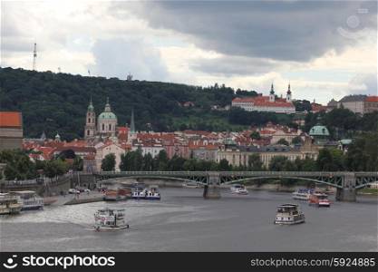 Prague Castle with famous Charles Bridge in Czech Republic 7446. Prague Castle with Charles Bridge 7446