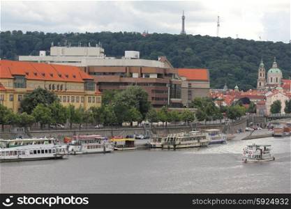 Prague Castle with famous Charles Bridge in Czech Republic 7447. Prague Castle with Charles Bridge 7447