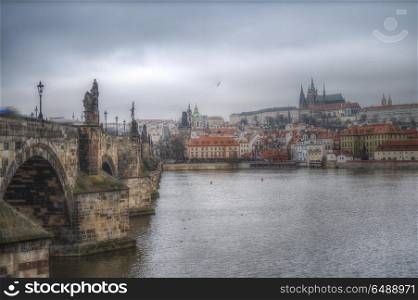 Prague - Charles bridge, Czech Republic. picturesque landscape. Prague - Charles bridge, Czech Republic
