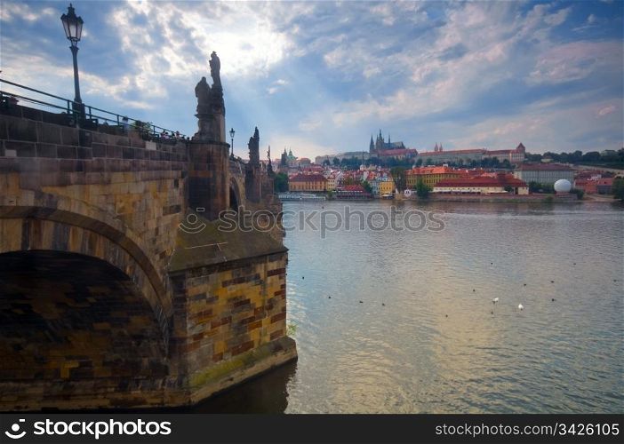 Prague. Charles Bridge - Karluv most. View on Hradcany