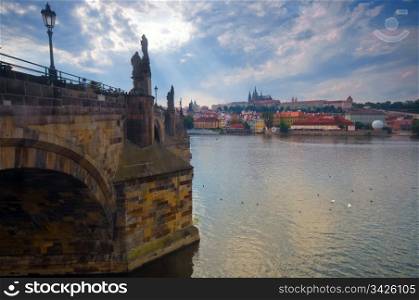 Prague. Charles Bridge - Karluv most. View on Hradcany