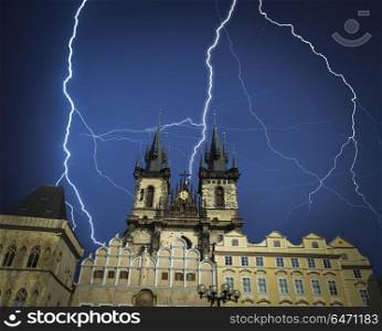 Prague is the city and capital of the Czech Republic. Main Attractions. Bright flashes of lightning during a thunderstorm.. Prague is the city and capital of the Czech Republic