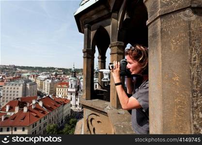 prague, old town square, town hall with town hall tower, view from tower