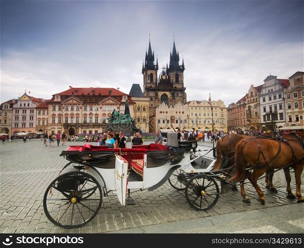 Prague. Staromestske namesti - Old city square, Tyn church