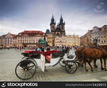 Prague. Staromestske namesti - Old city square, Tyn church